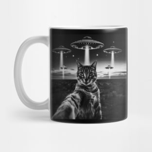 Selfie of Funny Cat And Aliens UFO Mug